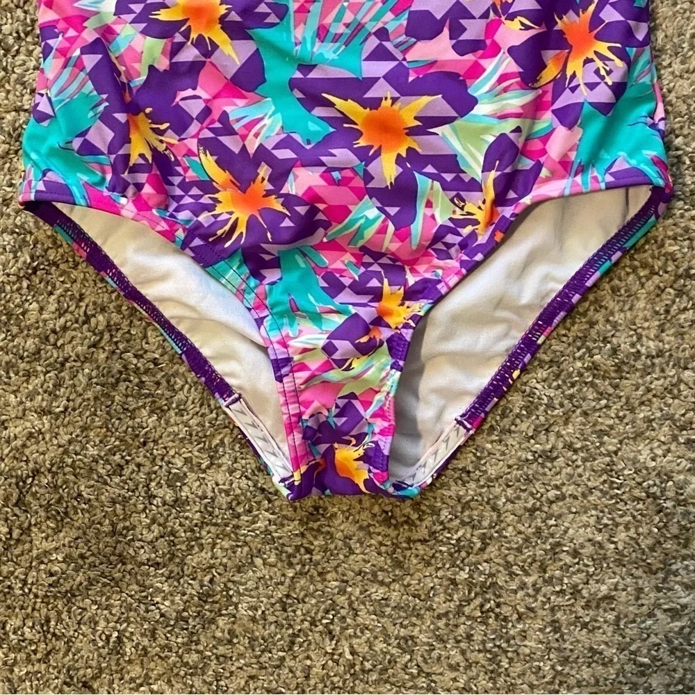 Speedo Floral Multicolor One-Piece Swimsuit Sz 12
